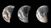 This trio of NASA's Junocam views of Earth was taken during Juno's close flyby on October 9, 2013.