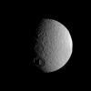 NASA's Cassini spacecraft takes a close look at a row of craters on Saturn's moon Tethys during the spacecraft's April 14, 2012, flyby of the moon. Three large craters are visible along the terminator between day and night on Tethys.