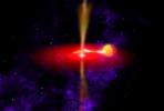 This artist's concept illustrates what the flaring black hole called GX 339-4 might look like. Infrared observations from NASA's WISE reveal the best information yet on the chaotic and extreme environments of this black hole's jets.