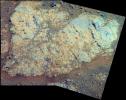 An outcrop informally named 'Chester Lake' is the second rock on the rim of Endeavour crater to be approached by NASA's Mars Exploration Rover Opportunity for close inspection. Chester Lake is about 3 feet (1 meter) across.