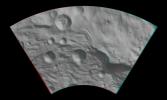 This anaglyph from NASA's Dawn spacecraft image shows the topography of asteroid Vesta's southeastern region. You need 3D glasses to view this image.