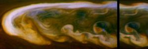 These false-color mosaics from NASA's Cassini spacecraft capture lightning striking within the huge storm that encircled Saturn's northern hemisphere for much of 2011.
