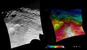 NASA's Dawn spacecraft shows the area surrounding the 'snowman craters' in asteroid Vesta's northern hemisphere.