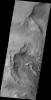 This image from NASA's 2001 Mars Odyssey spacecraft shows a portion of the depression on the floor of Rabe Crater.
