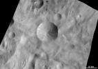 This image from NASA's Dawn spacecraft is centered on the Sextilia crater in asteroid Vesta's southern hemisphere. Craters on Vesta are named after Vestal virgins, priestesses of the Roman goddess Vesta.