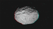 This 3D image was obtained as Dawn approached Vesta and circled the giant asteroid during the mission's survey orbit phase. You need 3D glasses to view this image.