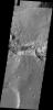 This large landslide deposit is located in an unnamed crater southwest of Holden Crater. This image was captured by NASA's 2001 Mars Odyssey spacecraft.