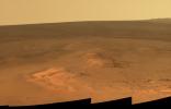 This mosaic of images shows the windswept vista northward (left) to northeastward (right) from the location where NASA's Mars Exploration Rover Opportunity is spending its fifth Martian winter, an outcrop informally named 'Greeley Haven.'