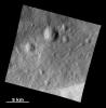 This image from NASA's Dawn spacecraft shows a surface with craters buried under thick ejected material that displays a grooved texture on the giant asteroid Vesta.