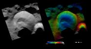 These images from NASA's Dawn spacecraft show Caparronia crater on asteroid Vesta.