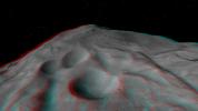 This anaglyph shows the central complex in asteroid Vesta's Rheasilvia impact basin. The central complex about two and a half times taller than Mt. Everest. You need 3-D glasses to view this image.