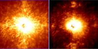 These two images show HD 157728, a nearby star 1.5 times larger than the sun. Project 1640 uses new technology on the Palomar Observatory's 200-inch Hale telescope near San Diego, Calif., to spot planets.
