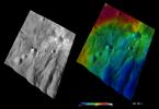 These images from NASA's Dawn spacecraft are located in asteroid Vesta's Urbinia quadrangle, in Vesta's southern hemisphere.