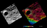 These images from NASA's Dawn spacecraft are located in asteroid Vesta's Numisia quadrangle, a few degrees below Vesta's equator.