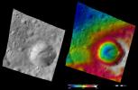 These images from NASA's Dawn spacecraft are located in asteroid Vesta's Marcia quadrangle, just south of Vesta's equator.