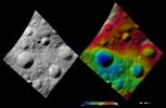 These images from NASA's Dawn spacecraft are located in asteroid Vesta's Lucaria Tholus quadrangle, in Vesta's northern hemisphere.
