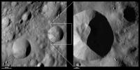These images from NASA's Dawn spacecraft are located in asteroid Vesta's Lucaria Tholus quadrangle, in Vesta's northern hemisphere; the fine-scale of streaks of bright and dark material can be seen originating from the rim of Publicia crater.