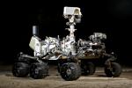 This photograph shows the Vehicle System Test Bed (VSTB) rover, a nearly identical copy to NASA's Curiosity rover on Mars.