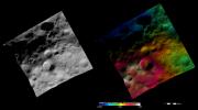 These images from NASA's Dawn spacecraft are located in Vesta's Numisia quadrangle, in Vesta's northern hemisphere.