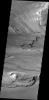 This image from NASA's 2001 Mars Odyssey spacecraft shows small channels at many different elevations, all part of the complex region between the northern and southern (bottom of image) main channels of Kasei Valles.