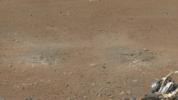 This cut-out from a color panorama image taken by NASA's Curiosity rover shows the effects of the descent stage's rocket engines blasting the ground. It comes from the left side of the thumbnail panorama obtained by Curiosity's Mast Camera.