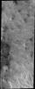This image from NASA's 2001 Mars Odyssey spacecraft of Daedalia Planum shows the termination or end of a single flow. In this case it is the end of the brighter/rougher flow on the right side of the image.
