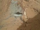 The bit in the rotary-percussion drill of NASA's Mars rover Curiosity left its mark in a target patch of rock called 'John Klein' during a test on Feb. 2, 2013, in preparation for the first drilling of a rock by the rover.