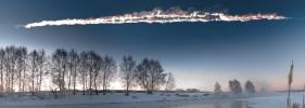 This photograph of the meteor streaking through the sky above Chelyabinsk, Russia, on Feb. 15, 2013, was taken by a local, M. Ahmetvaleev. The small asteroid was about 56 to 66 feet (17 to 20 meters) wide.