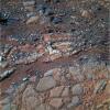 This image from the panoramic camera (Pancam) on NASA's Mars Exploration Rover Opportunity shows a pale rock called 'Esperence,' which was inspected by the rover in May 2013.
