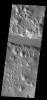 This channel-like feature is actually a large fracture that cuts through a small highlands as seen by NASA's 2001 Mars Odyssey spacecraft.