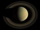 A swing high above Saturn by NASA's Cassini spacecraft revealed this stately view of the golden-hued planet and its main rings. Saturn sports differently colored bands of weather in this image.