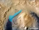 This illustration depicts a concept for the possible extent of an ancient lake inside Gale Crater. The base map combines image data from the Context Camera on NASA's Mars Reconnaissance Orbiter and color information from Viking Orbiter imagery.