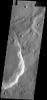 Many dark slope streaks mark the rim of this unnamed crater in Terra Sabaea in this image from NASA's 2001 Mars Odyssey spacecraft.