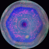 This colorful view from NASA's Cassini mission, known as 'the hexagon,' is the highest-resolution view of the unique six-sided jet stream at Saturn's north pole.