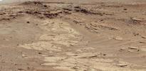Sandstone layers with varying resistance to erosion are evident in this Martian scene recorded by the Mast Camera on NASA's Curiosity Mars rover on Feb. 25, 2014, about one-quarter mile (about 400 meters) from a planned waypoint called 'the Kimberley.'