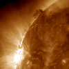 This still image from an animation from NASA GSFC's Solar Dynamics Observatory shows dark strands of plasma hovering above the Sun's surface beginning to interact with each other in a form of tug of war over two and a half days (June 28-30, 2015).