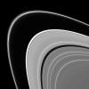 Prometheus is caught in the act of creating gores and streamers in the F ring. Scientists believe that Prometheus and its partner-moon Pandora are responsible for much of the structure in the F ring as shown by NASA's Cassini spacecraft.