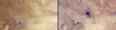 These two images taken one day apart by the MARCI weather camera on NASA's Mars Reconnaissance Orbiter reveal when an asteroid impact made the scar seen in the right-hand image.