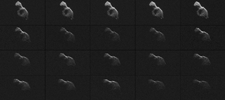 NASA scientists used Earth-based radar to produce these sharp views -- an image montage and a movie sequence -- of the asteroid designated '2014 HQ124' on June 8, 2014.