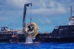 Hours after its successful engineering flight, the first test vehicle for NASA's Low-Density Supersonic Decelerator project is lifted aboard the recovery vessel Kahana.