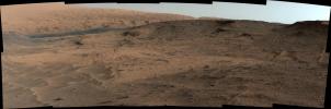 This southeastward-looking vista from the Mast Camera (Mastcam) on NASA's Curiosity Mars rover shows the 'Pahrump Hills' outcrop and surrounding terrain seen from a position about 70 feet (20 meters) northwest of the outcrop.