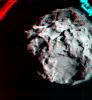 A 3D image shows what it would look like to fly over the surface of comet 67P/Churyumov-Gerasimenko. The image was generated by data collected by ESA's Philae spacecraft during the decent to the spacecraft's initial touchdown on the comet Nov. 12, 2014.
