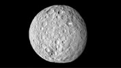The surface of Ceres is covered with craters of many shapes and sizes, as seen in this frame from an animation of a map of the dwarf planet's surface as seen by NASA's Dawn spacecraft on Feb. 19, 2015.