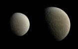 NASA's Cassini captured these views of Saturn's icy moon Rhea on Feb. 9. The spacecraft returned to equatorial orbits around Saturn in March after nearly two years, allowing the mission to once again have close encounters with moons other than Titan.