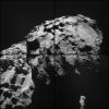 This mosaic of images from the navigation camera on the European Space Agency's Rosetta spacecraft shows the nucleus of comet 67P/Churyumov-Gerasimenko as it appeared at 5 a.m. UTC on Dec. 17, 2014 (9 p.m. PST on Dec. 16).