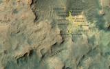 This area at the base of Mount Sharp on Mars includes a pale outcrop, called 'Pahrump Hills,' that NASA's Curiosity Mars rover investigated from September 2014 to March 2015.