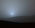 This frame is from sequence of views NASA's Curiosity Mars rover recorded of the sun setting at the close of the mission's 956th Martian day, or sol (April 15, 2015), from the rover's location in Gale Crater.