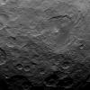 This image, taken by NASA's Dawn spacecraft, shows a portion of the southern hemisphere of dwarf planet Ceres from an altitude of 2,700 miles (4,400 kilometers). The image, with a resolution of 1,400 feet (410 meters) per pixel, was taken on June 25, 2015