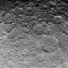 This image, taken by NASA's Dawn spacecraft, shows a portion of the northern hemisphere on dwarf planet Ceres on June 24, 2015. The largest crater in this image, in the lower right quadrant, is called Ezinu. It is 75 miles (120 kilometers) across.