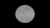 This frame from a video shows the bright spots in Occator crater on dwarf planet Ceres, generated from data from NASA's Dawn spacecraft.